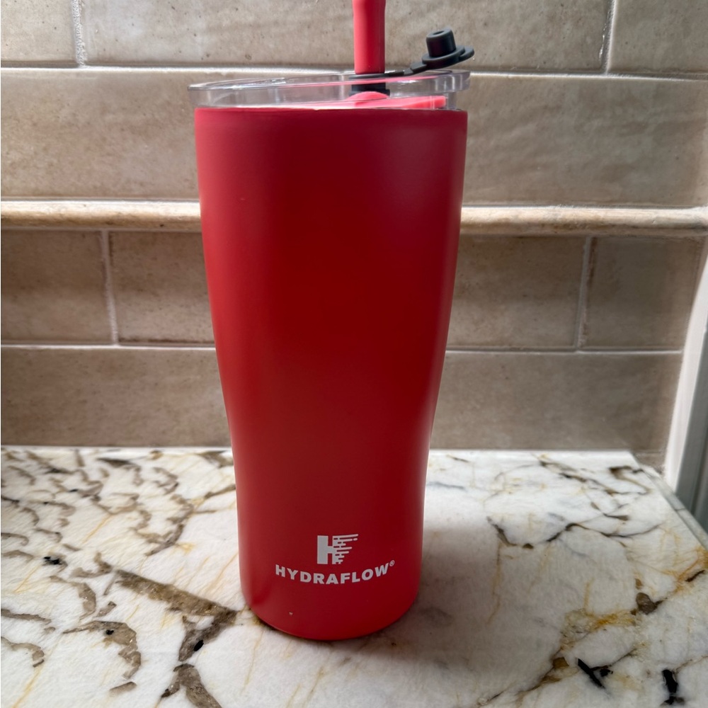 Red Insulated Water Bottle with Straw Lid
